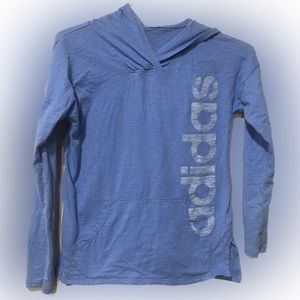 Girls Adidas sz large/14 long sleeve T-shirt with hood and hand warmer.